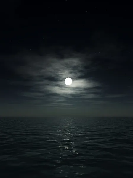 Océano y la luna — Foto de Stock