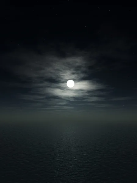 Okyanus ve ay — Stok fotoğraf