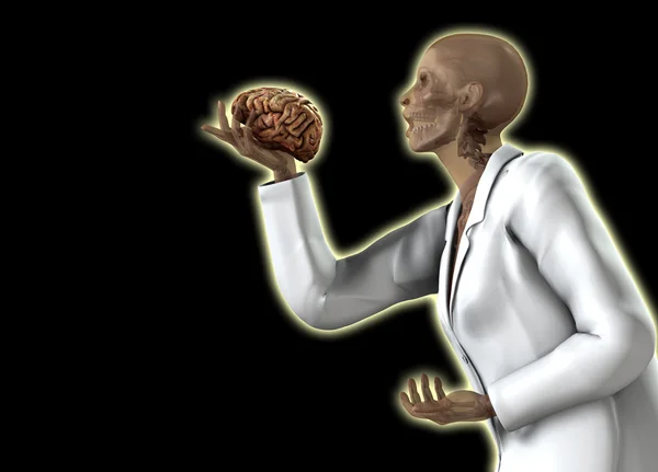 Anatomical Women Holding Her Brain — Stock Photo, Image