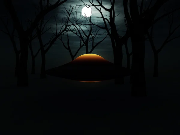 Ufo im Wald lizenzfreie Stockfotos