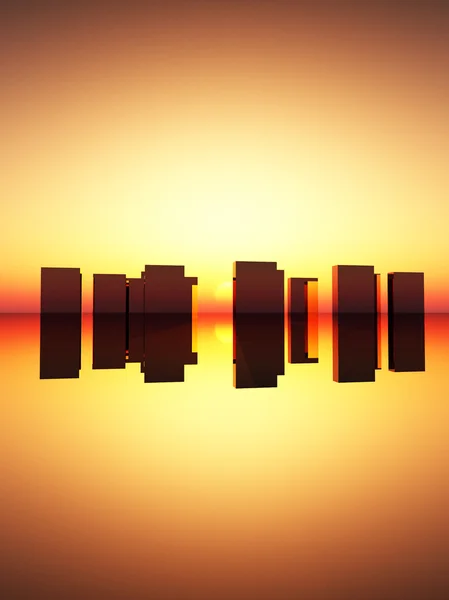 抽象矩形日落 — 图库照片