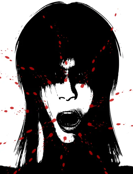 Assustador e sangrento rosto de mulheres assustadoras — Fotografia de Stock