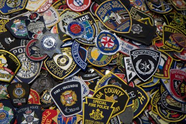 Police and fireman badges clipart