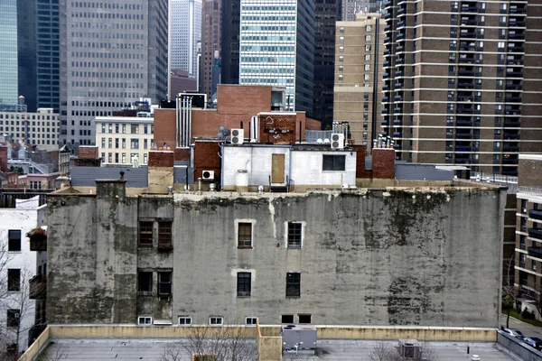 Vista para o centro de Manhattan a partir da ponte Brooklyn — Fotografia de Stock