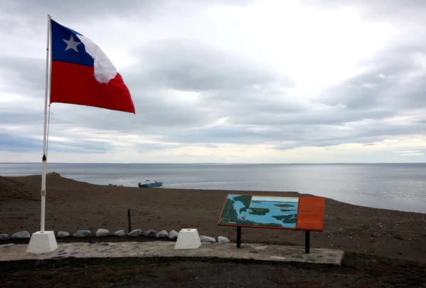 stock image Chilean flag on an island