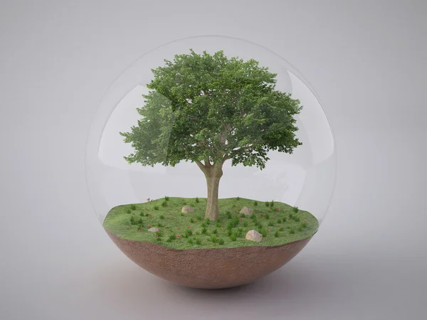 Tree in glass ball — Stock Photo, Image