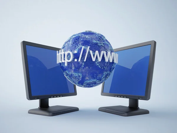 Monitors with blue earth Royalty Free Stock Images