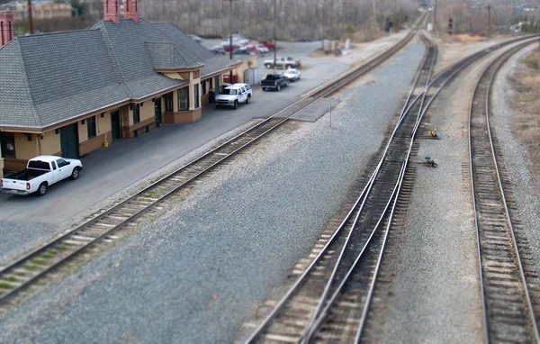 Модель железнодорожного вокзала — стоковое фото