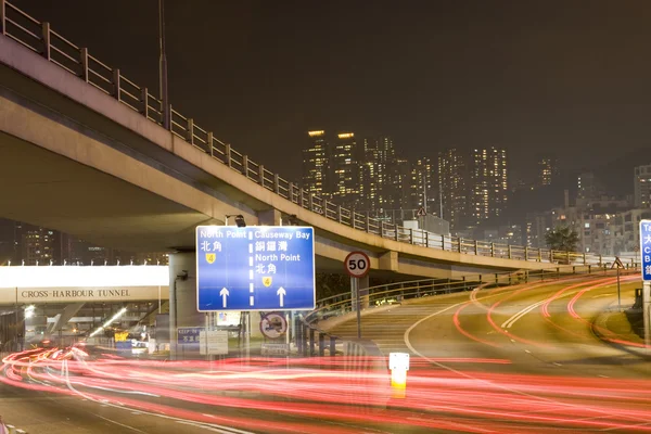 Hong kong trafik gece — Stok fotoğraf