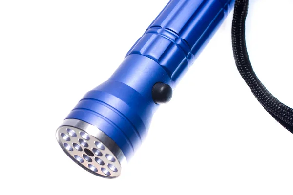 stock image Blue rugged aluminum flashlight,