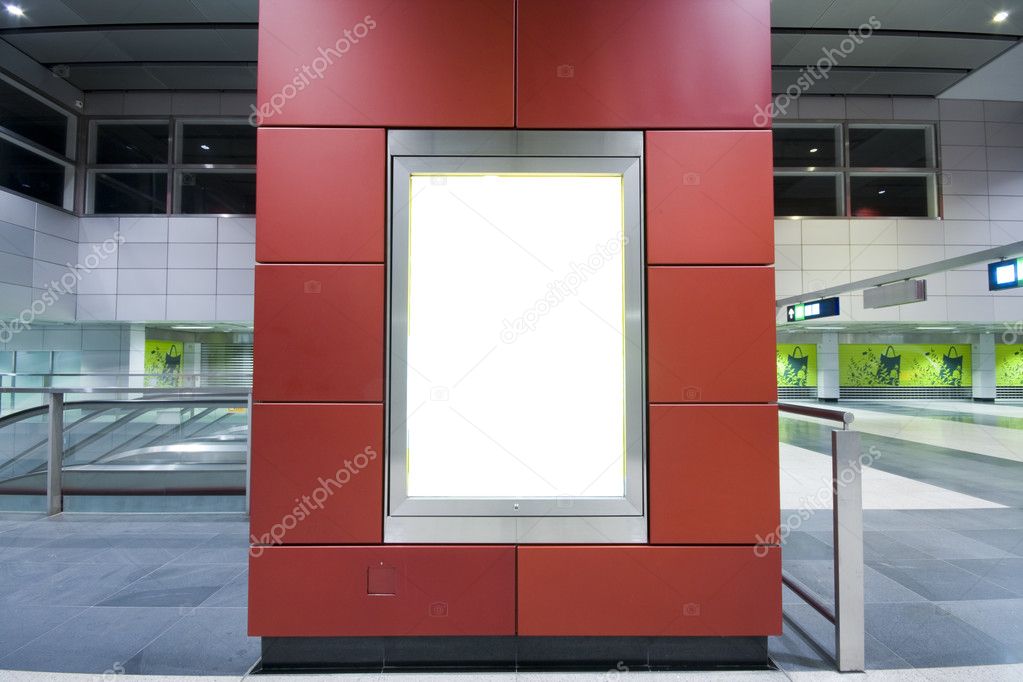 Advertisement blank in a modern building