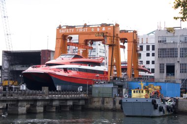 Ship in the shipyard for repair clipart