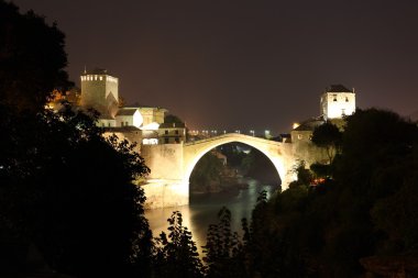 Mostar Bridge at night clipart