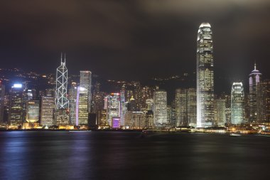 Hong Kong Island skyline at night clipart