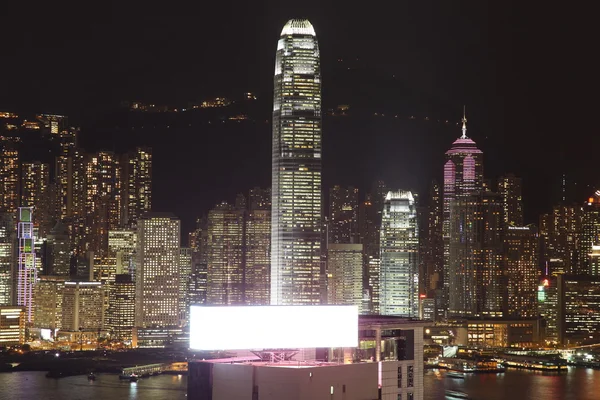 Panorama ostrov Hong kong v noci — Stock fotografie