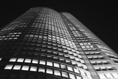Tokyo skyscrapper at night bw clipart