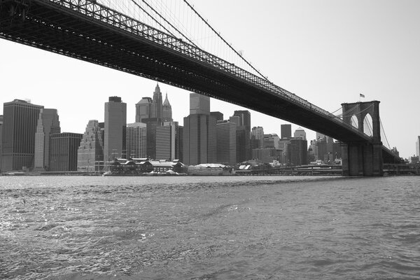 New York City Brooklyn Bridge black & white