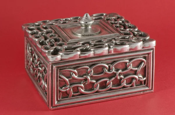 Négyzet alakú ezüst doboz — Stock Fotó