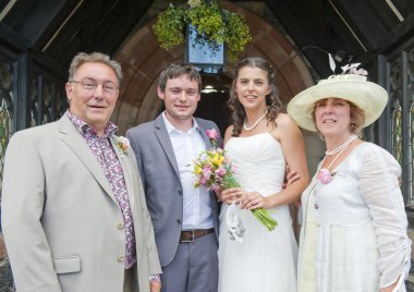 Bride and Groom and her Parents clipart