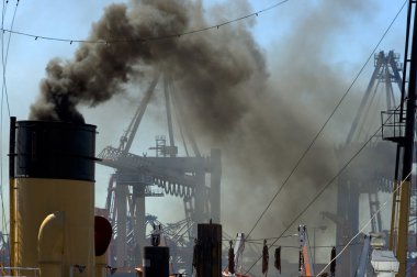 Smoke pipe of an old steamboat clipart