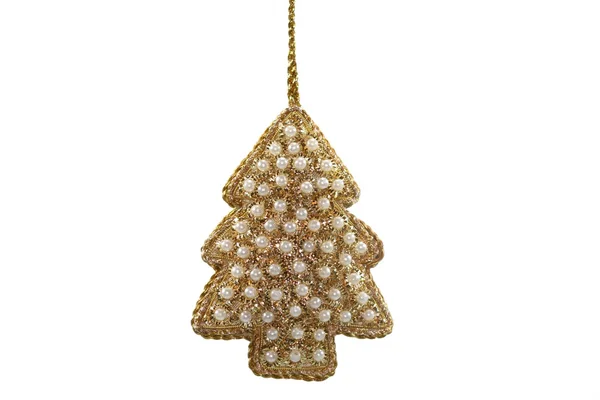 Albero di Natale dorato con perle — Foto Stock