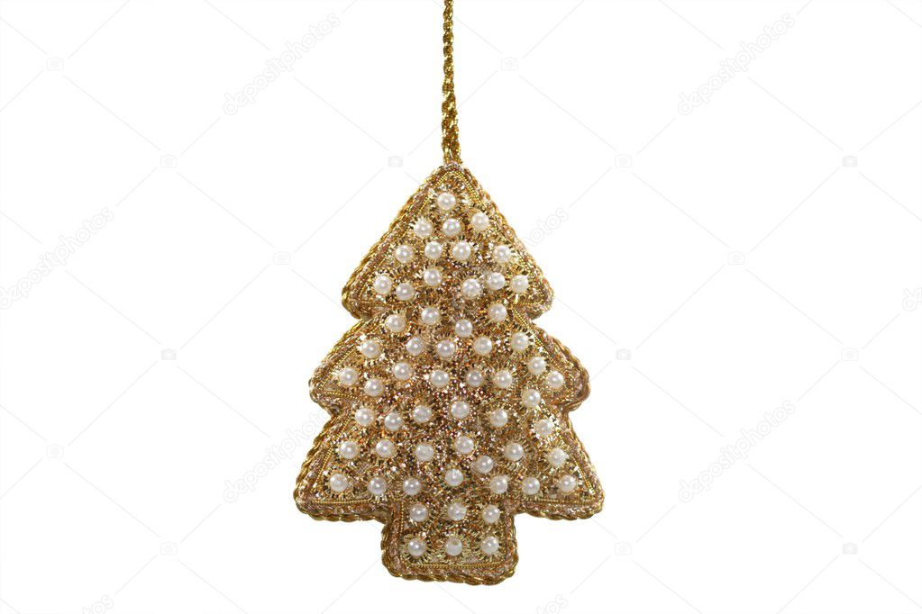 Golden Christmas Tree With Pearls