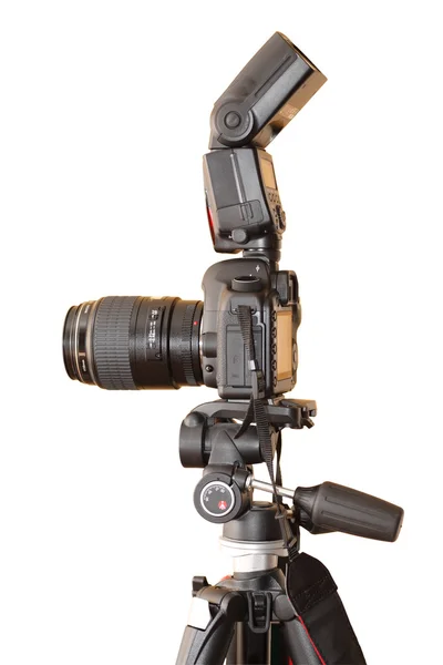 Digital camera, flash and tripod — Stock Photo, Image