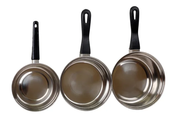Stainless Steel Saucepans — Stock Photo, Image