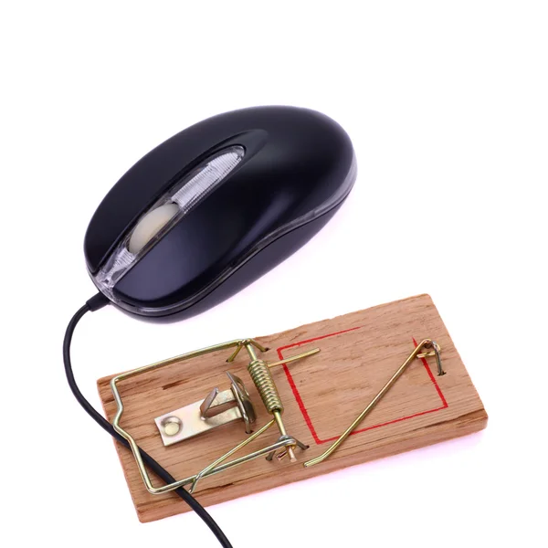 Myszy komputerowej i pułapka na myszy — Zdjęcie stockowe