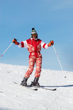 kırmızı kız mutlu Kayak