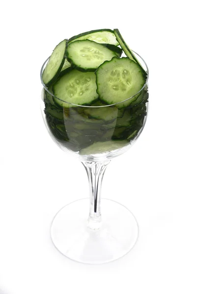 Komkommer segment in glas — Stockfoto