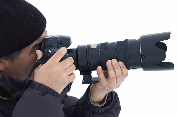 Зимний фотограф изолирован — стоковое фото
