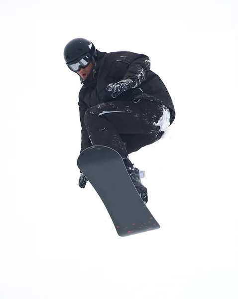 Snowboarder vliegen geïsoleerd — Stockfoto