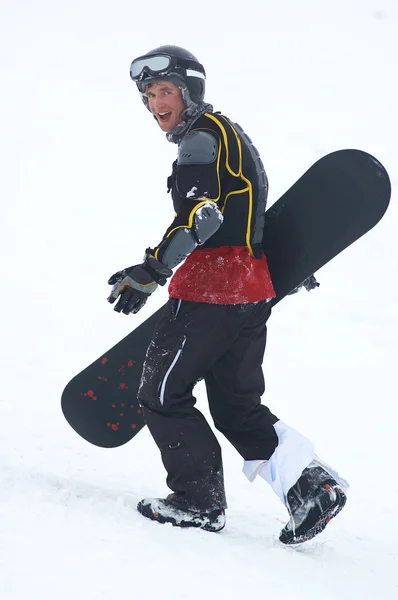 Snowboardista v obraně — Stock fotografie