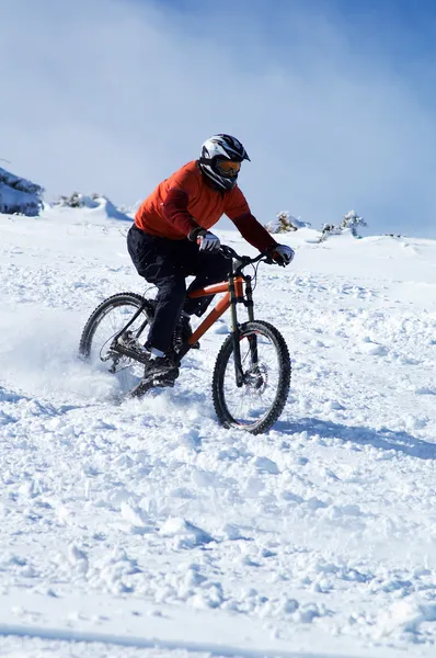 Motociclista nieve — Foto de Stock