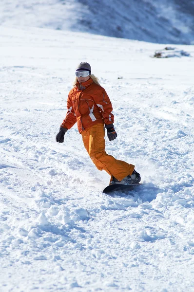 Сноубордистка — стоковое фото