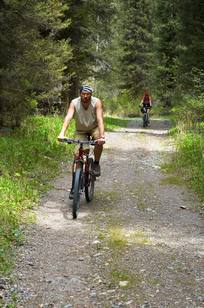 Mountainbikecyklister på gammal lantlig väg — Stockfoto