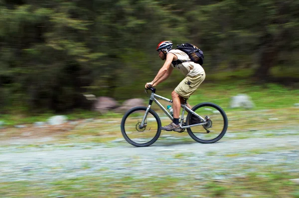 Hız hareket Mountainbiker — Stok fotoğraf