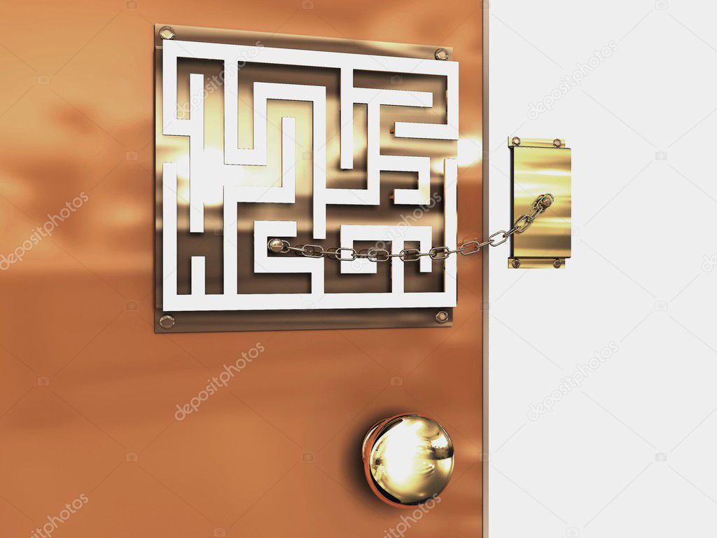 Doors with lock-maze with a chain
