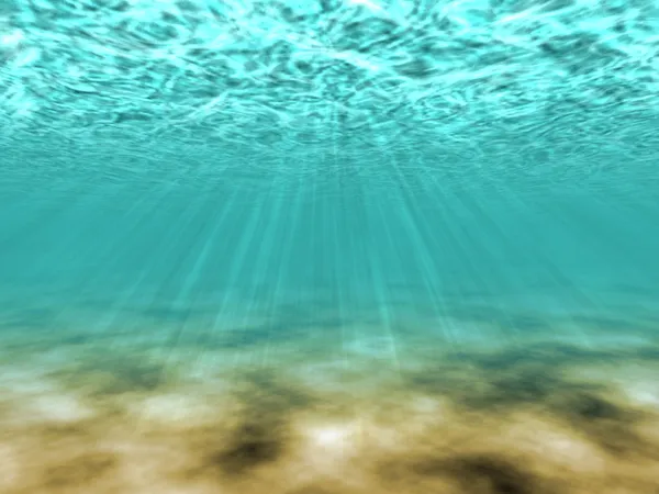 水下的场面与太阳光线 — 图库照片