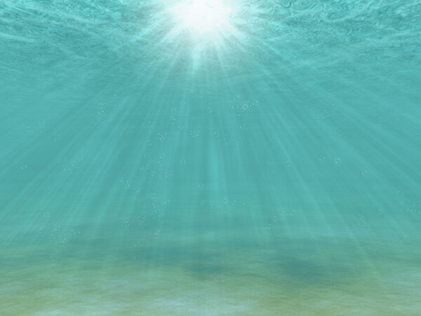 Underwater scene with sun rays