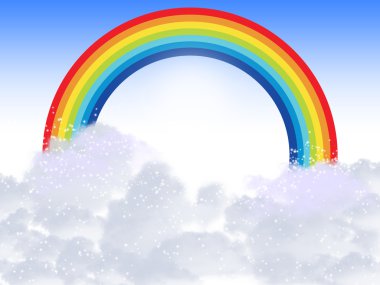 Rainbow with clouds clipart