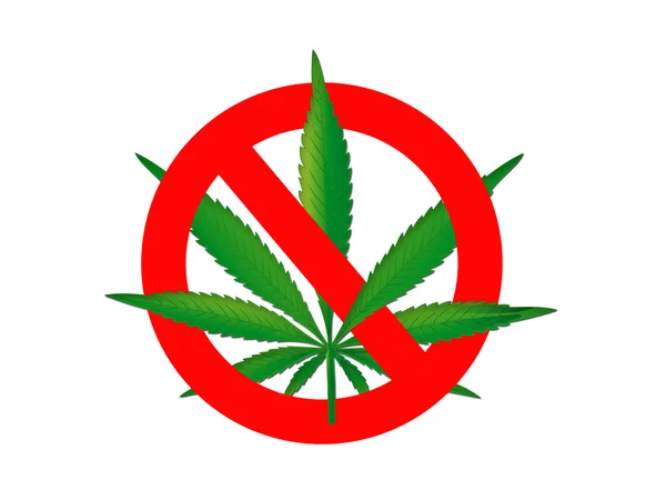 白い背景に大麻を禁止します。 — ストック写真