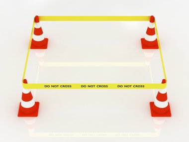 Do not cross police line-with road cone clipart