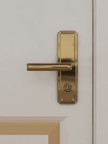 Entrance door with handle and the keyhole in the form of at — Stock Photo, Image