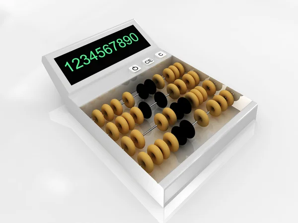 Calculadora-ábaco isolado sobre fundo branco — Fotografia de Stock