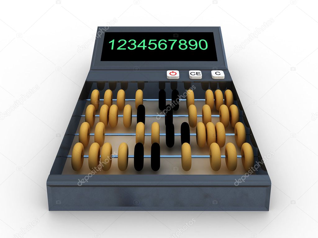 Calculator-abacus isolated on white background