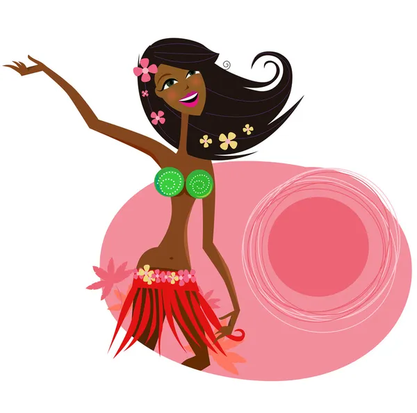 Hawaii hula niña bailarina — Vector de stock