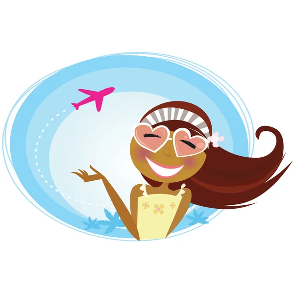 Girl on the airport — Stock Vector
