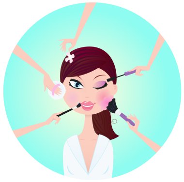 Make - up woman - facial treatment vector